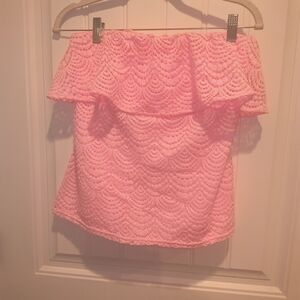 Pink Off-Shoulder Lace Top